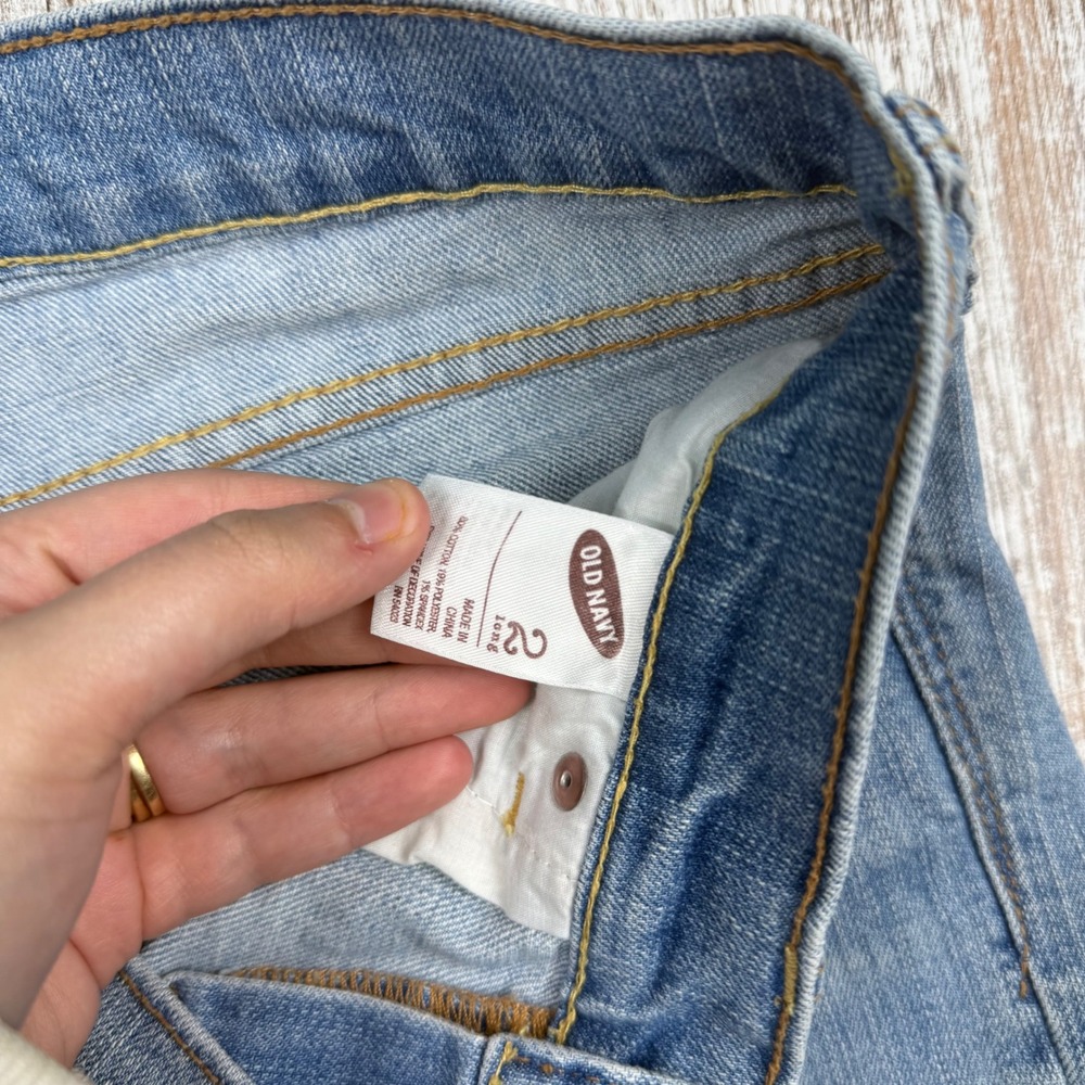 VTG Y2K Old Navy The Diva Low Rise Micro Mini Short Sz 2 Indie Sleeze Light Wash - Picture 4 of 9